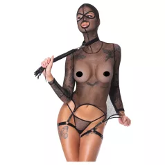 Bad Kitty - BDSM doorschijnende netset met zweep (zwart) - M