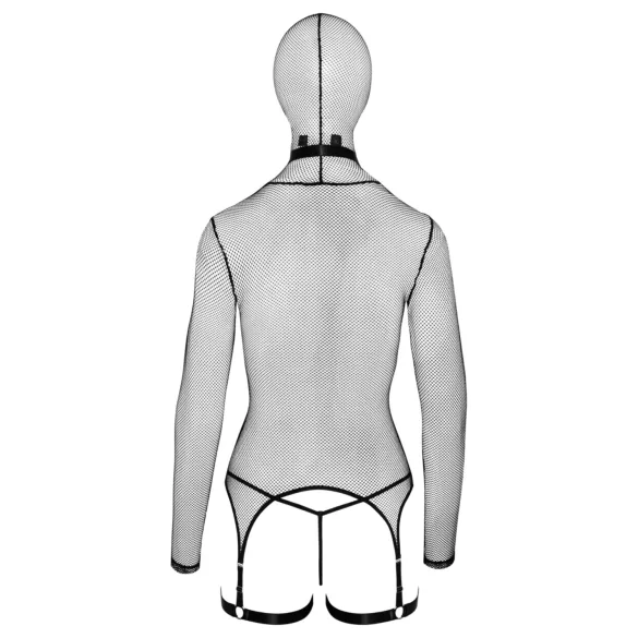 Bad Kitty - BDSM set met zweep - transparant netstof - zwart - L