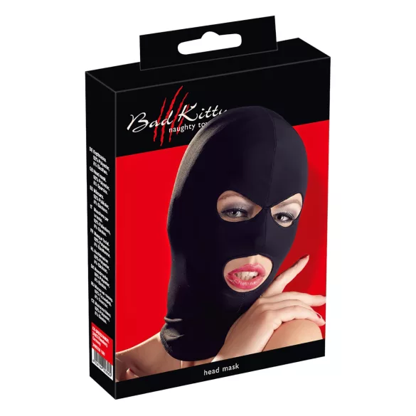 Bad Kitty - fetish masker met mond- en oogopening - zwart