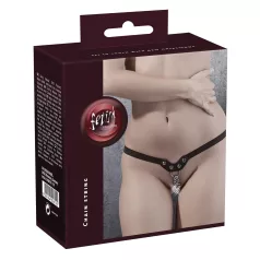 Fetish - dames string met studs en kettingen - zwart - S/L
