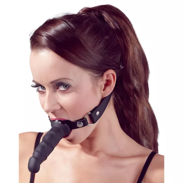 Fetish - mondknevel met dildo - zwart