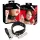 Bad Kitty - siliconen halsband met riem - zwart