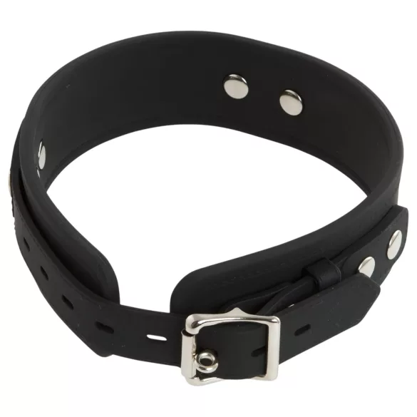 Bad Kitty - siliconen halsband met riem - zwart