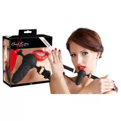 Bad Kitty - siliconen mondknevel met kleine dildo - zwart