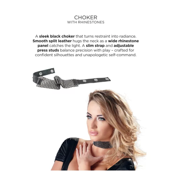 Bad Kitty - halsband met strass steentjes - zwart