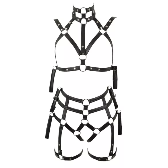 Bad Kitty - bondage harnas-bh set (zwart)