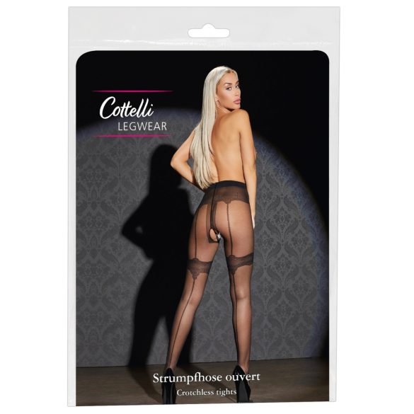 Cottelli - exclusief patroon, open panty (zwart) - 3