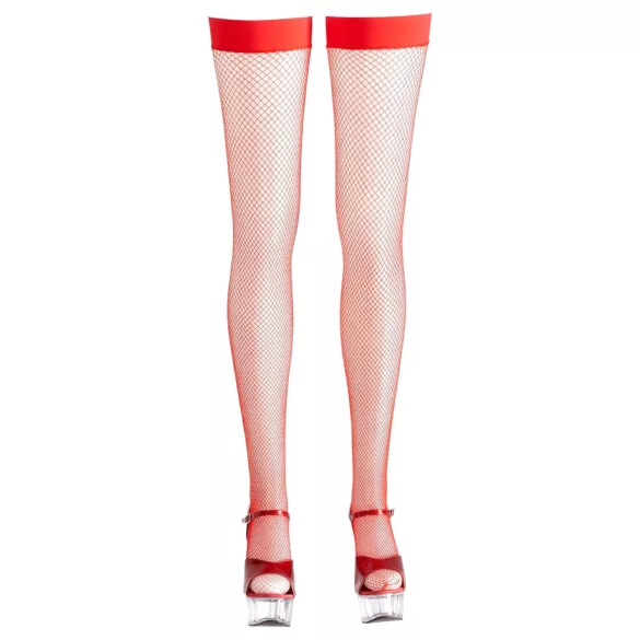 Cottelli - Net kousen - Fijnmazig net - Rood - XL