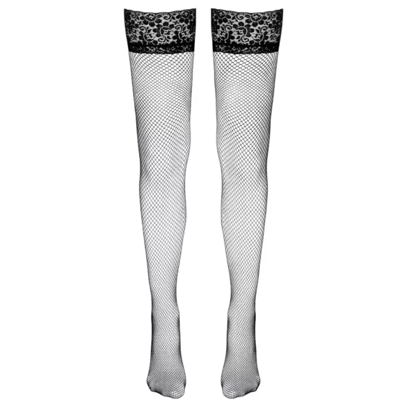 Cottelli - net kousen met brede kanten rand - zwart - 3
