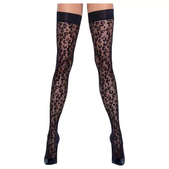 Cottelli Legwear - hold-up kousen - panterprint - zwart - 4