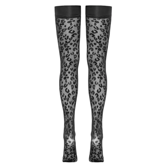 Cottelli Legwear - hold-up kousen - panterprint - zwart - 5