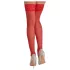 Cottelli - kanten hold-ups - bloemenmotief - rood - 5/XL