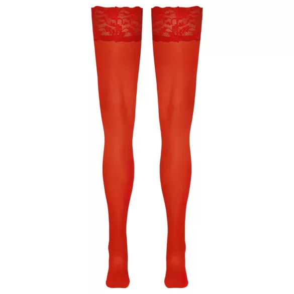 Cottelli - kanten hold-ups - bloemenmotief - rood - 5/XL