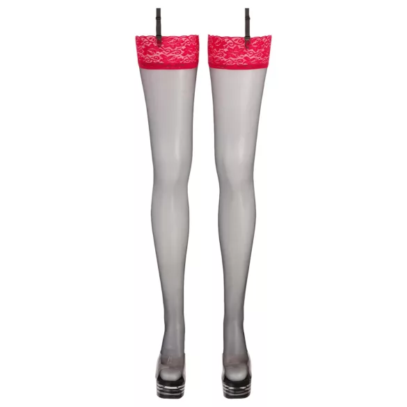 Cottelli - zwarte kousen met rode kant - 6