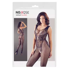   NO:XQSE - bodystocking zonder mouwen - openkant netstof - zwart (S-L)