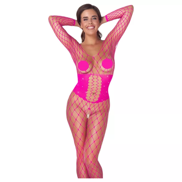 Cottelli - bodystocking dames - visnet - roze - S-L