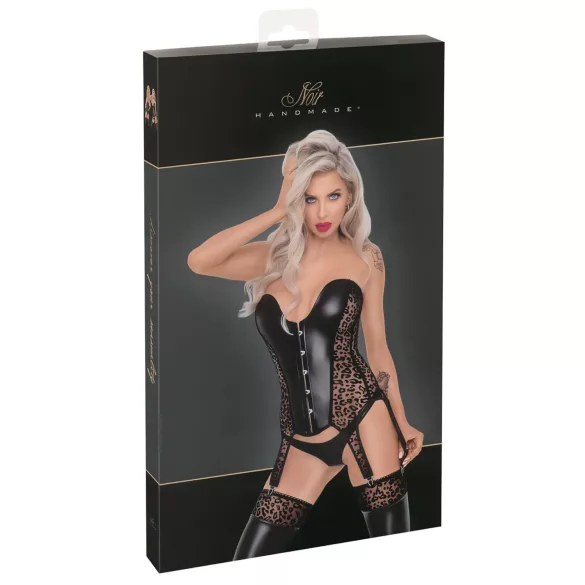 Noir - jarreteltop - luipaardprint - zwart - M