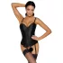 Cottelli Party - satijnen bustier met jarretels - zwart - M