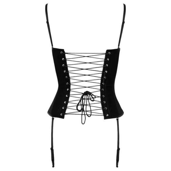 Cottelli Party - satijnen bustier met jarretels - zwart - M