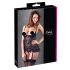 Cottelli - Kant-en ruches top met jarretels (zwart) - 80C/L