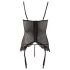 Cottelli - Kant-en ruches top met jarretels (zwart) - 80C/L