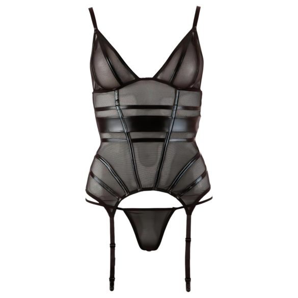 Cottelli - transparante top - glanzende strepen - zwart - L