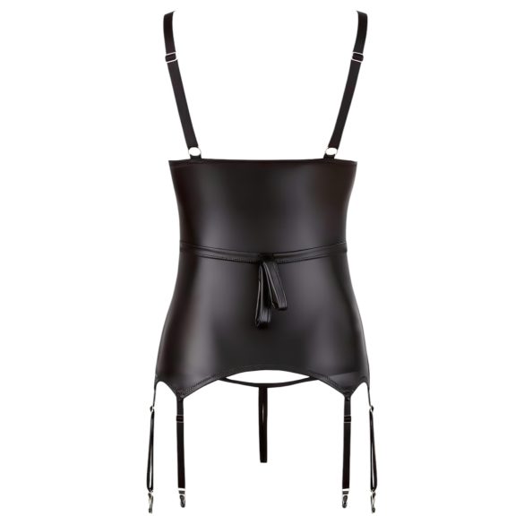 Cottelli Bondage - glimmende push-up top met boeien (zwart) - XL