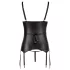 Cottelli Bondage - glanzende push-up top met boeien (zwart) - XL