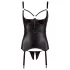 Cottelli Bondage - glanzende push-up top met boeien (zwart) - XL