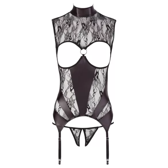 Abierta Fina - open set lingerie - kanten details - zwart - XL