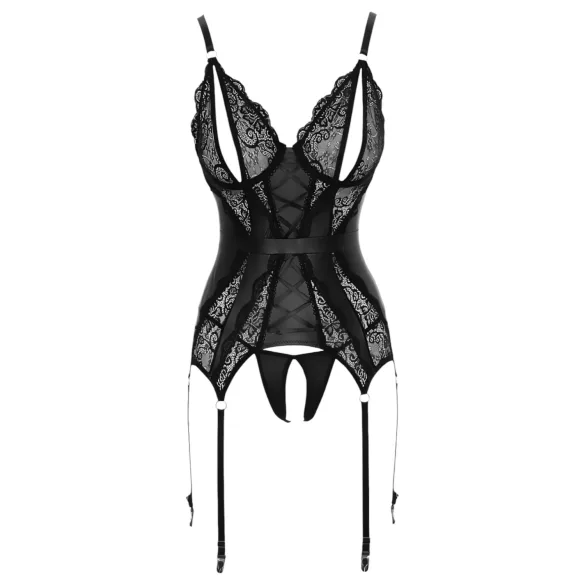 Cottelli - open bh en string met kant - zwart
