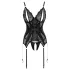 Cottelli - open bh en string met kant - zwart