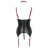 Cottelli Bondage - Lakleren beha top met halsband - Zwart - L