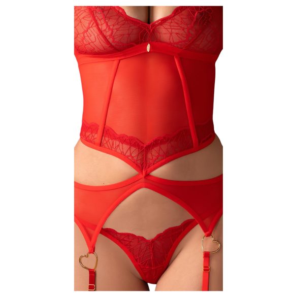 Obsessive Cupide Desir - dames lingerie set - doorzichtig kant - rood - L/XL