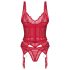 Obsessive Cupide Desir - dames lingerie set - doorzichtig kant - rood - L/XL