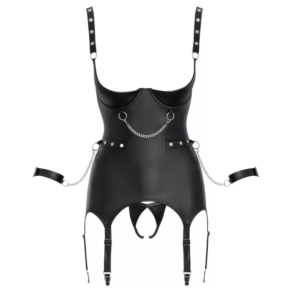 Cottelli - bondage set met open cup bh - zwart - M