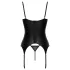 Cottelli - korset met jarretelles en open string set (zwart)