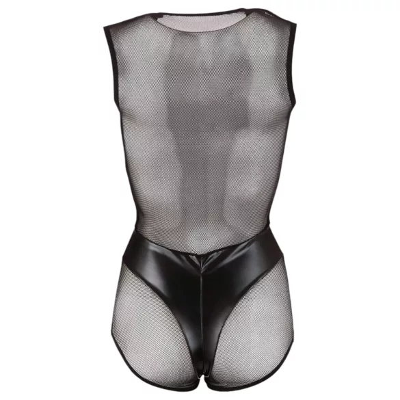 Cottelli - neglige body - glanzend netstof - zwart