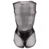 Cottelli - neglige body - glanzend netstof - zwart