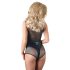 Cottelli - neglige body - glanzend netstof - zwart - XL