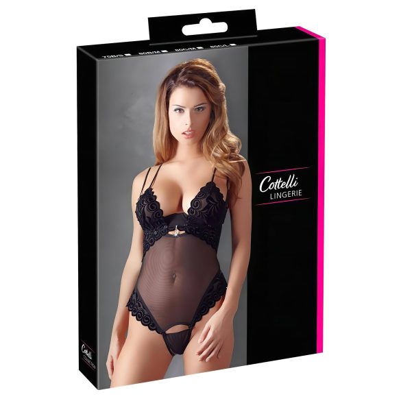 Cottelli - Fluwelen, veelzijdige body (zwart) - 80B/M