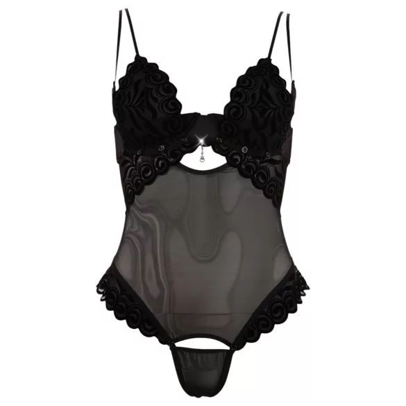 Cottelli - Body - Verstelbaar fluweel - Zwart - 80B/M