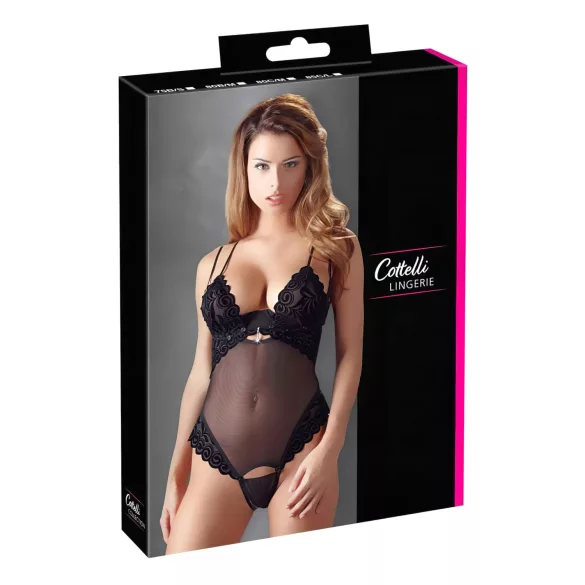 Cottelli - Body - Verstelbaar fluweel - Zwart - 80C/M