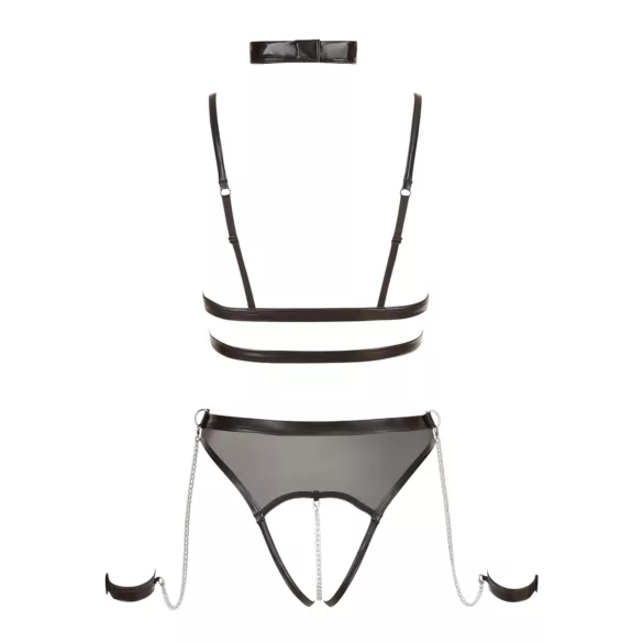 Cottelli Bondage - open body met bandjes en kettingen - zwart