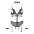 Cottelli Bondage - Zwart open body met kettingen en bandjes - XL