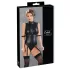 Cottelli Bondage - body zonder mouwen met boeien - glanzend zwart - XL