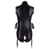 Cottelli Bondage - body zonder mouwen met boeien - glanzend zwart - XL