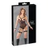 Cottelli Bondage - body met metalen ringen en polsboeien - zwart - L