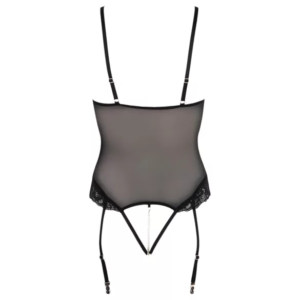 Cottelli Bondage - body met metalen ringen en polsboeien - zwart - L