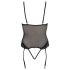 Cottelli Bondage - Zwarte body met metalen ring en polsboeien - XL